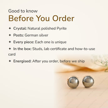 Polished Pyrite Studs – good to know before you order