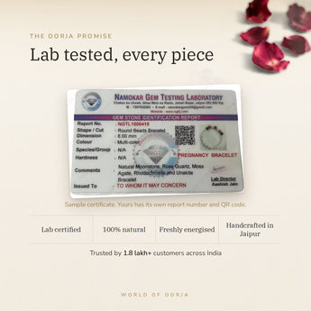 Pregnancy Bracelet lab certificate with QR code – The Oorja promise