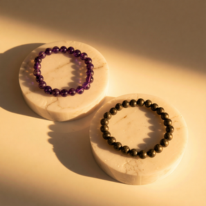 Money Attraction & Stress Relief Combo — Pyrite + Amethyst