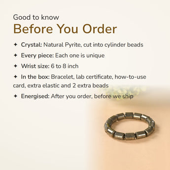 Pyrite Cylinder Bracelet – good to know before you order