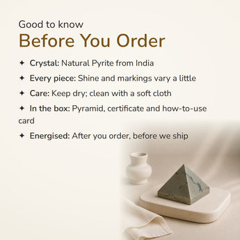 Pyrite Pyramid (Indian Origin) – good to know before you order