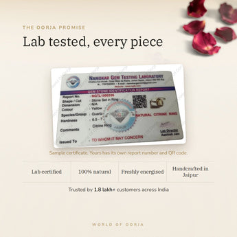 Citrine Ring lab certificate with QR code – The Oorja promise