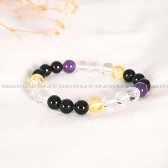 Libra zodiac bracelet with symbolic charm and gemstone beads