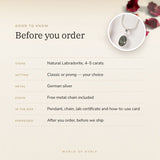Labradorite Pendant – good to know before you order: what is in the box, energised after order