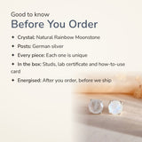 Rainbow Moonstone Studs – good to know before you order