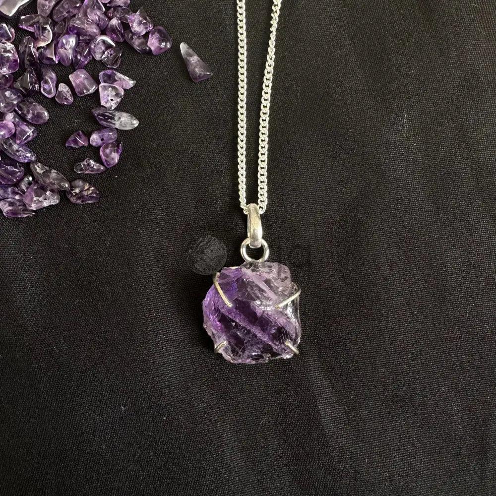 Raw Amethyst Pendant With Chain