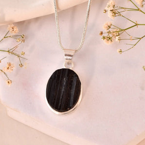 Raw Black Tourmaline Pendant - WorldOfOorja