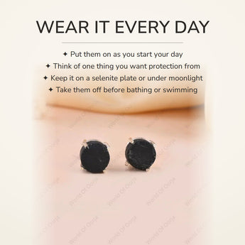 How to wear your Raw Black Tourmaline Studs