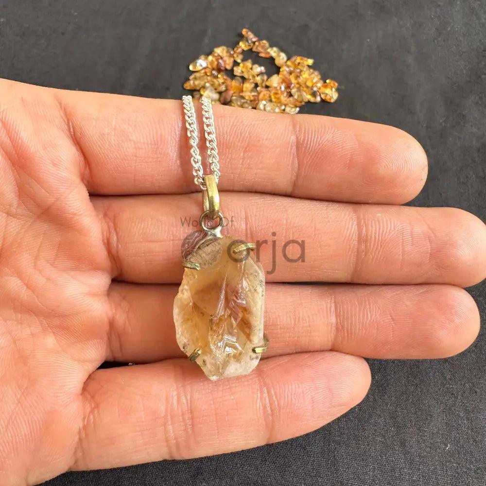 Raw Citrine Pendant - WorldOfOorja