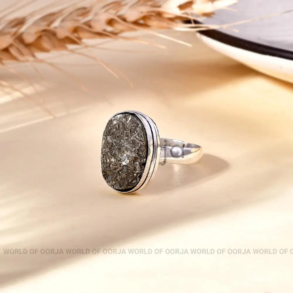Raw Pyrite German Silver Adjustable Ring Rings