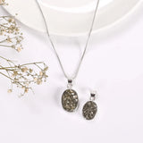 Raw Pyrite Oval Pendant - WorldOfOorja
