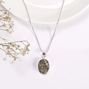 Raw Pyrite Oval Pendant - WorldOfOorja