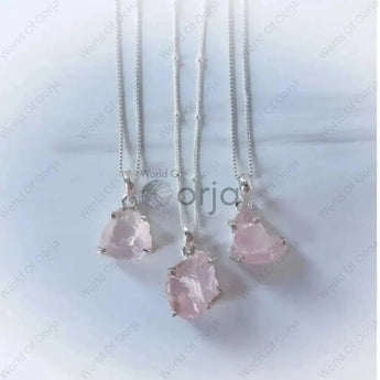 Raw Rose Quartz Pendant - WorldOfOorja