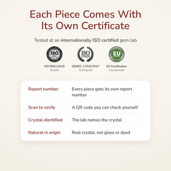 Red Jasper Cylinder Bracelet lab certificate – tested at an ISO certified gem lab