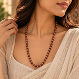 Red Sandalwood Mala worn by a woman