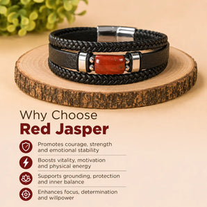 Red Jasper Leather Bracelet — Vitality, Endurance & Grounded Strength