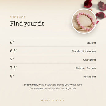 Rhodochrosite bracelet size guide – 6 to 8 inch