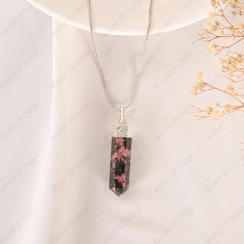 Rhodonite Pencil Pendant - WorldOfOorja