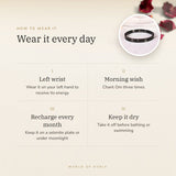 How to wear your Om Kada Bracelet – left wrist, morning wish, recharge on selenite or moonlight
