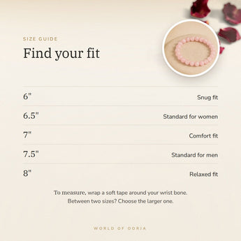 Rose Quartz bracelet size guide – 6 to 8 inch