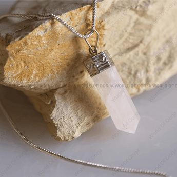 Rose Quartz Pencil Pendant - WorldOfOorja