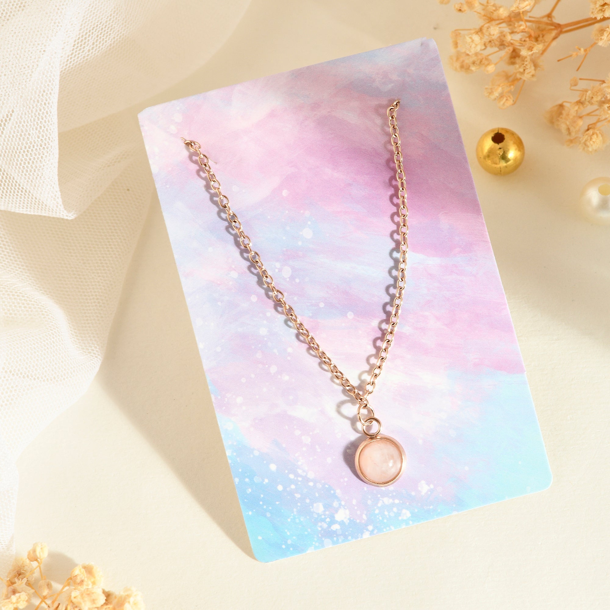 Rose Quartz pendant - WorldOfOorja