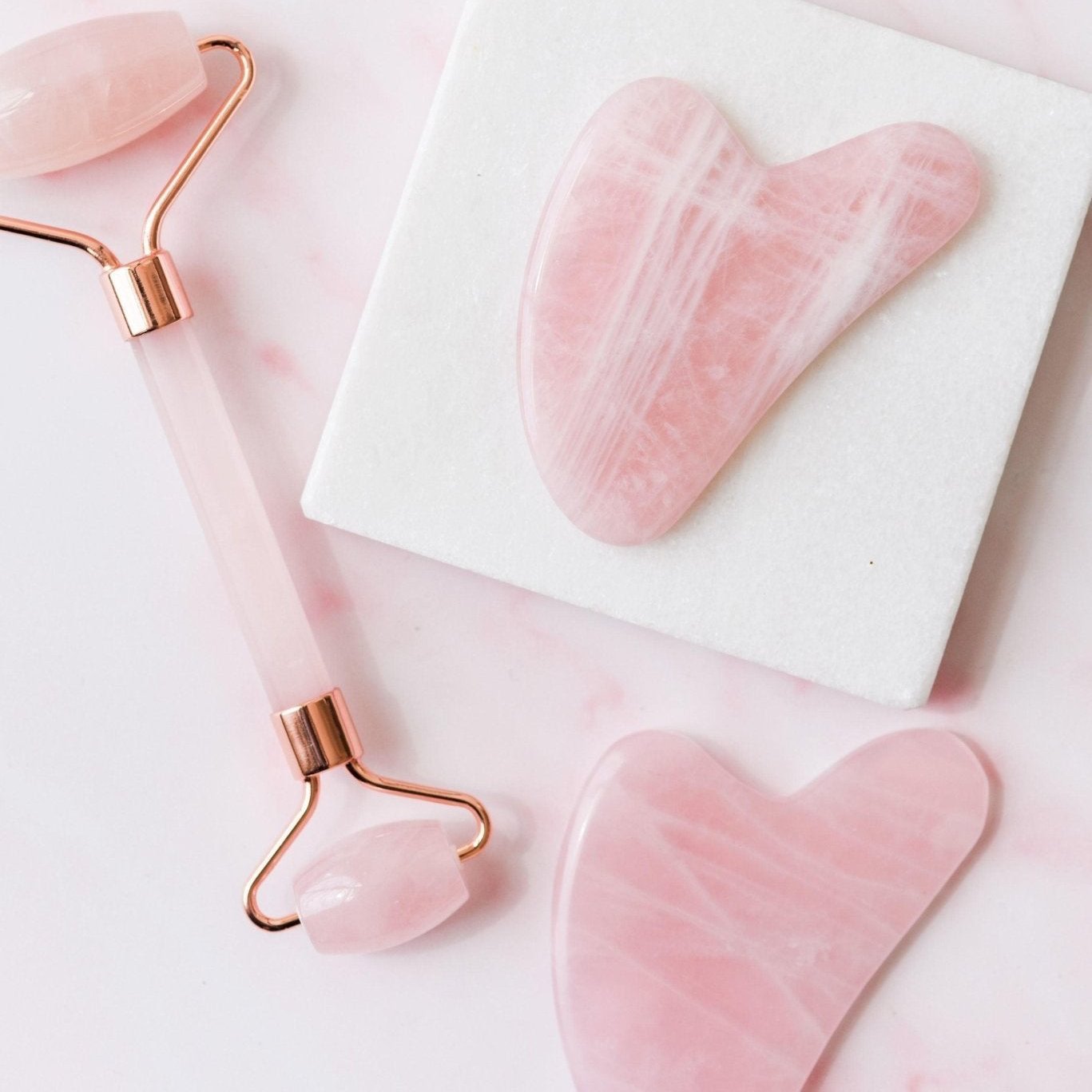 Rose Quartz Roller & Gua Sha Combo - WorldOfOorja