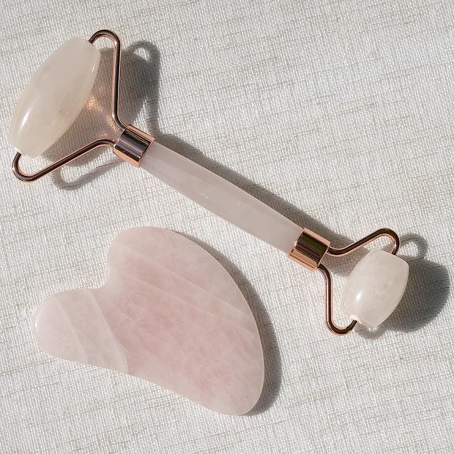 Rose Quartz Roller & Gua Sha Combo - WorldOfOorja