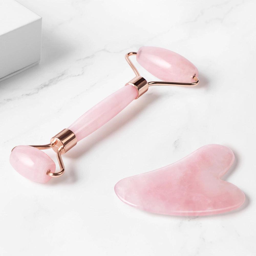 Rose Quartz Roller & Gua Sha Combo - WorldOfOorja