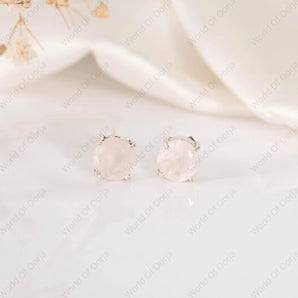 Rose Quartz Studs - WorldOfOorja