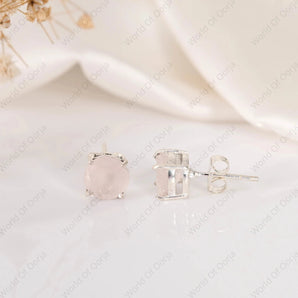 Rose Quartz Studs - WorldOfOorja