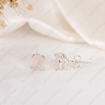 Rose Quartz Studs - WorldOfOorja