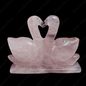 Rose Quartz Swan - Love Pair - WorldOfOorja