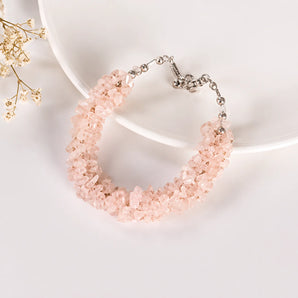 100% natural certified rose quartz chips bracelet