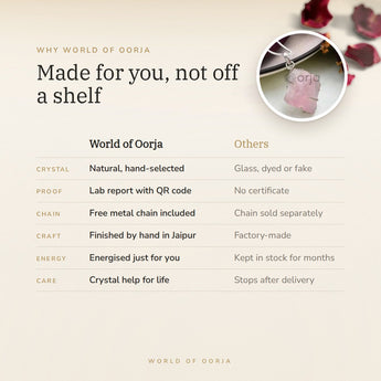 Why World of Oorja – Raw Rose Quartz Pendant made for you, finished by hand in Jaipur