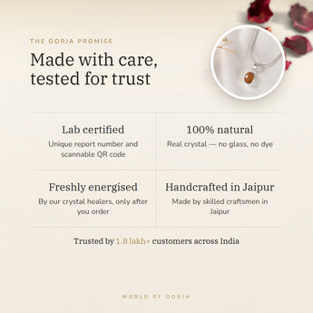 The Oorja promise – Yellow Sapphire (Pukhraj) Pendant, lab certified and energised after you order