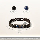 Sagittarius bracelet crystals and size – 8mm beads, adjustable black metal band