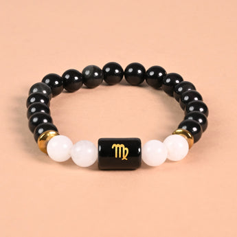 Scorpio zodiac bracelet with Scorpio glyph engraved onyx bead