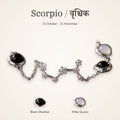 Scorpio zodiac constellation bracelet for women with Black Obsidian and Milky Quartz – silver