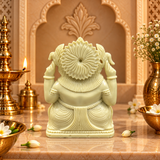Rear view of the Serpentine Ganesh Ji murti showing the detailed carved crown and drape