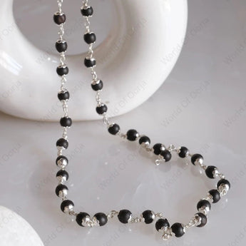 Silver Plated Karungali Mala + Karungali Bracelet Combo (Govt. Certified) - WorldOfOorja