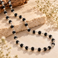 Silver Plated Karungali Mala – natural ebony wood beads with silver-plated caps