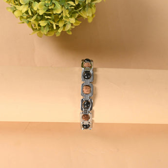 Silver Plated Rudraksha & Karungali Bracelet – image 5