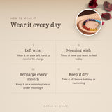 How to wear your 7 Chakra Bracelet – left wrist, morning wish, recharge on selenite or moonlight