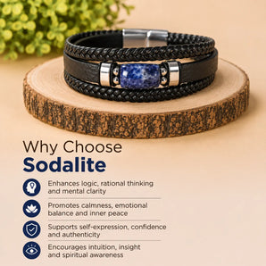 Sodalite Leather Bracelet — Truth, Clarity & Authentic Expression