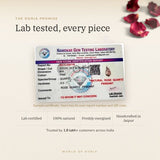 Raw Rose Quartz Pendant lab certificate with QR code – The Oorja promise
