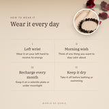 How to wear your Sulemani Hakik bracelet – left wrist, morning wish, recharge on selenite or moonlight