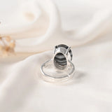 Sulemani Hakik ring Prong setting back view showing adjustable German silver band