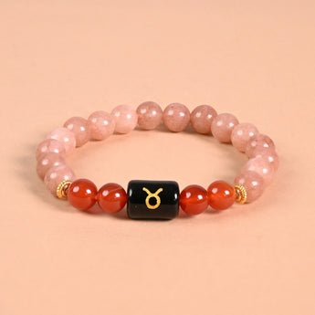 Taurus zodiac bracelet with Taurus glyph engraved onyx bead