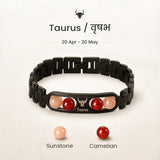 Taurus zodiac bracelet with Sunstone and Carnelian – Vrishabh rashi crystal bracelet